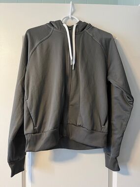 adidas Women's Gray Full-Zip Hooded Sweatshirt